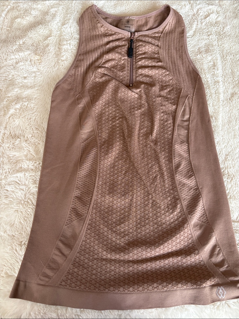 climawear Taupe Mauve Seamless Sports Racerback Tank with Front Zip Size Medium